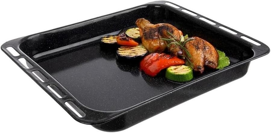 Bakplaat Emaille Ovenplaat Zoete Hartige Gerechten Krasbestendig Hittebestendig 445x36x5 cm Zwart