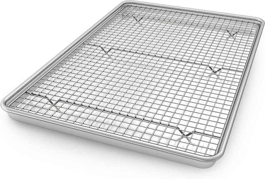 Bakplaat en Koelrek Bakset Bakken en Braden Aluminium Roestvrij Staal 45 cm Zilver
