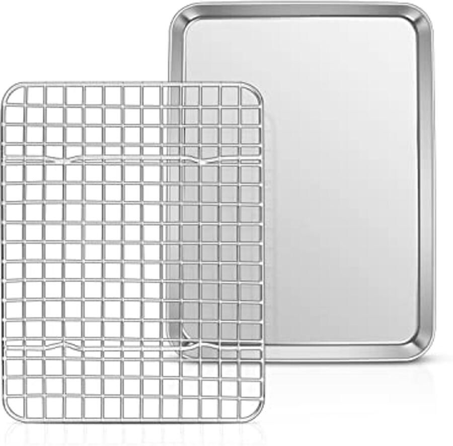 Bakplaat en Koelrooster Set van 2 Gezond Roestvrij Staal