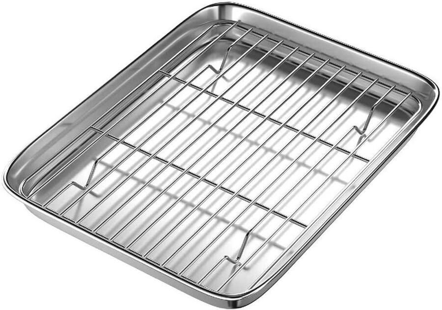 Bakplaat en rooster Oven set Bakken en koelen Vaatwasserbestendig 23x20 cm Zilver