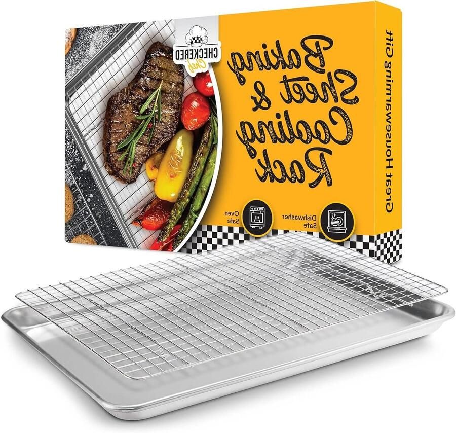 Bakplaat en Rooster Set Cookie Sheet Pan Bakken en Roosteren Roestvrij Staal 24 x 33 cm