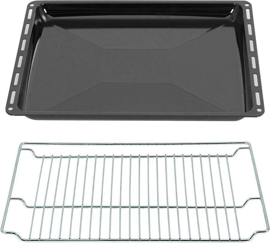 Bakplaat en Rooster Set Ovenplaat Bakaccessoire Bakken en Braden Geëmailleerd Oppervlak 465 x 370 mm Zwart