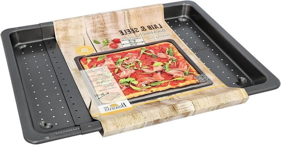 Bakplaat Geperforeerd Verstelbare Bakplaat Knapperige Bakwaren Individueel Aanpasbaar 36-52 x 33 cm Grijs