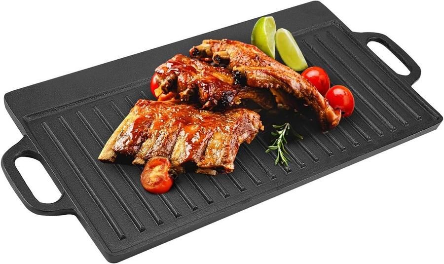 Bakplaat Grillplaat Koken en Bakken Dubbelzijdig 50 x 23 cm Zwart