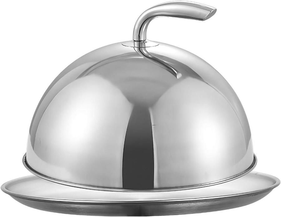 Bakplaat Koepelhoes Voedsel Serveerbeschermer Voedsel Warm Houden Roestvrijstaal Ontwerp 27 cm Diameter Zilver