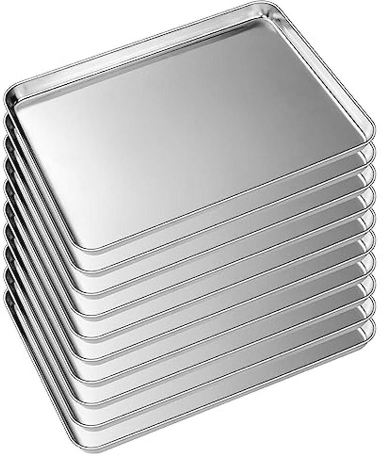Bakplaat lade set van 10 Roestvrij staal zware kwaliteit 25 4 x 20 3 x 2 5 cm