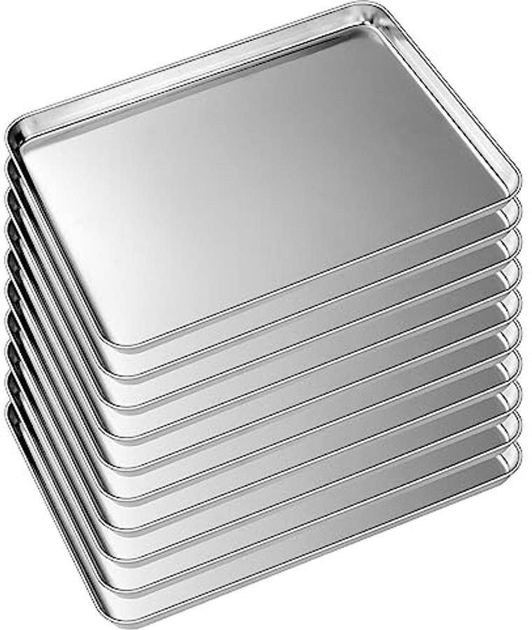 Bakplaat lade set van 10 Roestvrij staal zware kwaliteit 25 4 x 20 3 x 2 5 cm