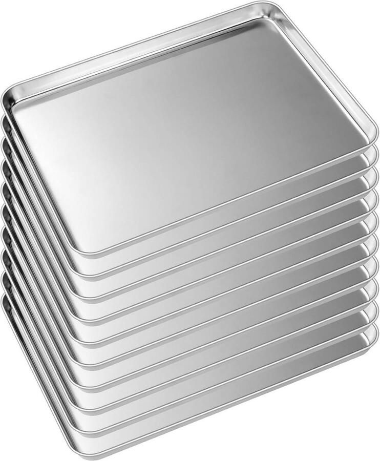 Bakplaat lade set van 10 Roestvrij staal zware kwaliteit 25 4 x 20 3 x 2 5 cm