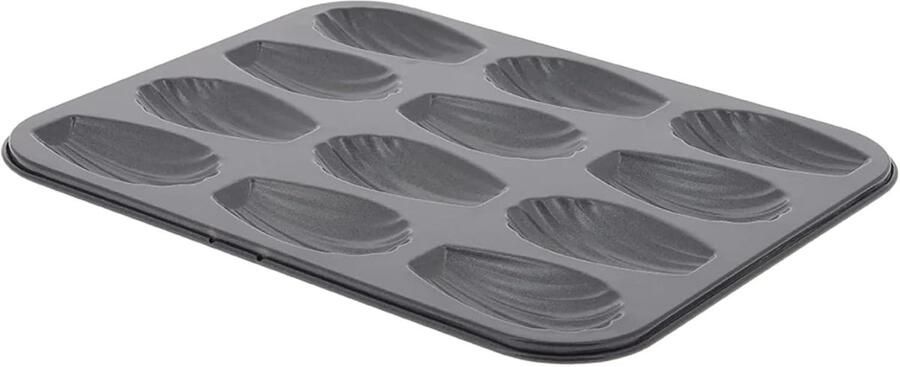 Bakplaat Madeleine 12 Vormen Individueel Bakken Geoptimaliseerde Luchtcirculatie 26x20x1.4 cm Grijs