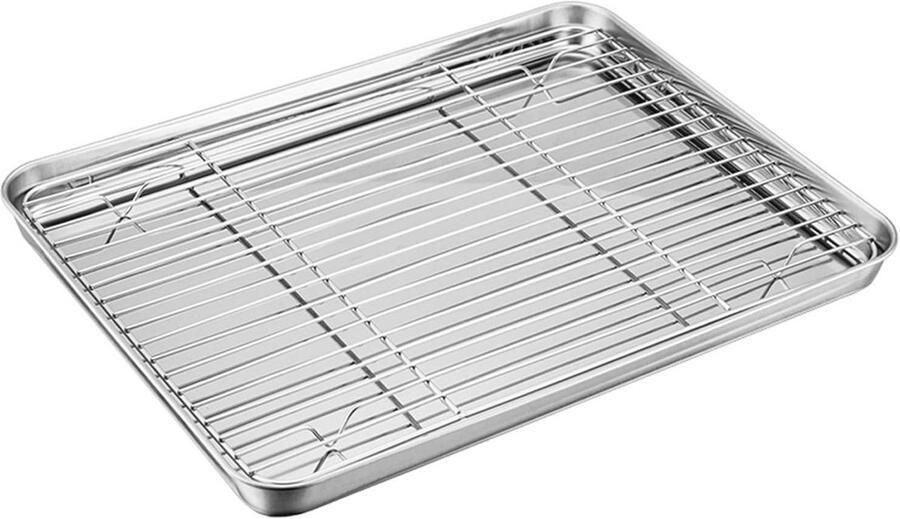 Bakplaat met Afkoelrooster Roestvrijstalen Ovenschaal 31 6 x 24 6 cm Gezond en Vaatwasmachinebestendig