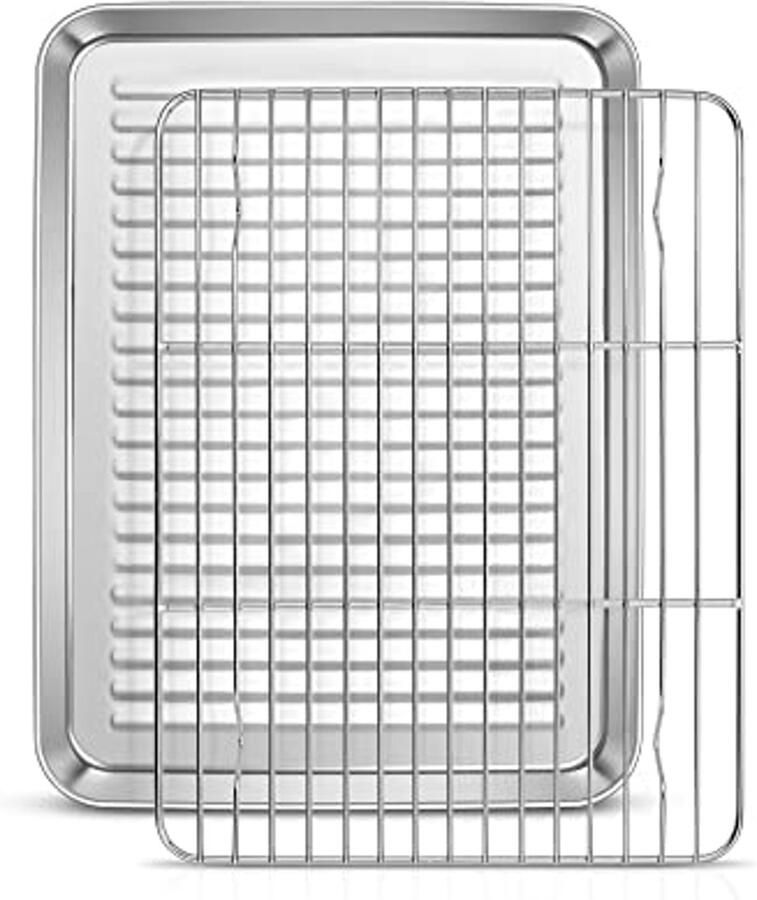 Bakplaat met afkoelrooster van roestvrij staal 26 x 20 cm vaatwasmachinebestendig