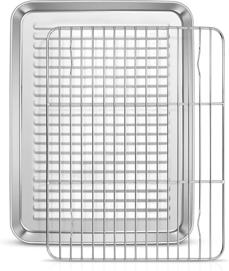 Bakplaat met afkoelrooster van roestvrij staal 26 x 20 cm vaatwasmachinebestendig