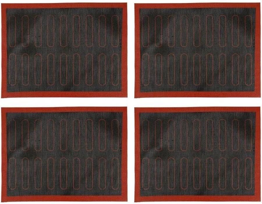 Bakmat Set Bakplaat Mat Eclair Bakken Micro-geperforeerd Ontwerp 40x30cm Rood Zwart