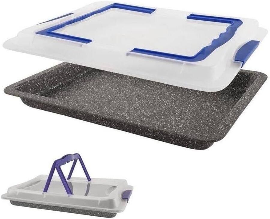 Bakplaat met Deksel Ovenplaat Taartvorm Bakken en Bewaren Anti-aanbaklaag 43 x 29 x 7 cm Wit