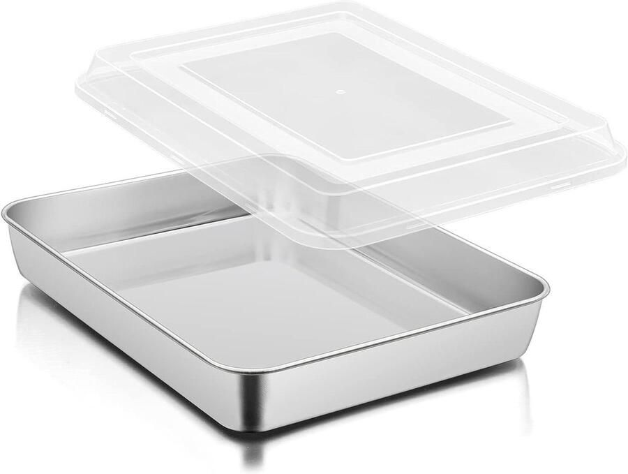 Bakplaat met Deksel Ovenplaat Vetpan Bakken Koken Braden Roestvrij Staal 238x18x5 cm Zilverkleurig