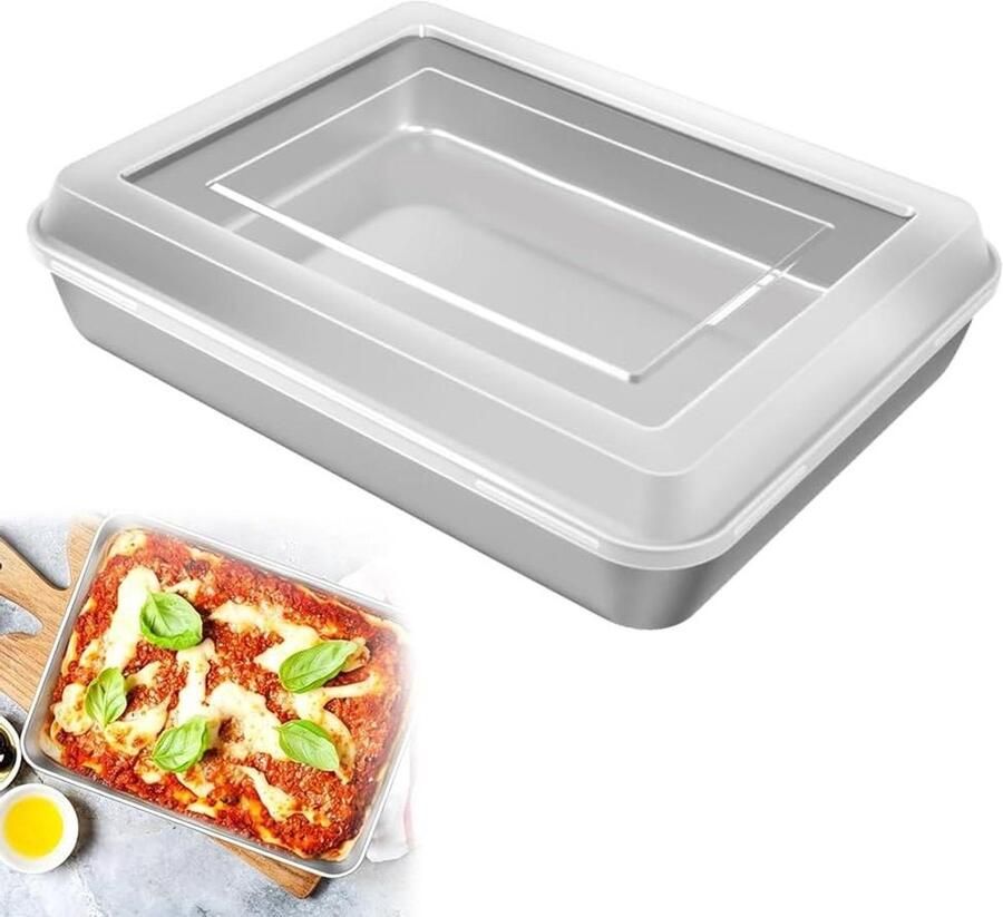 Bakplaat met deksel Ovenschaal Bakken en bewaren Inclusief deksel 34 cm Grijs