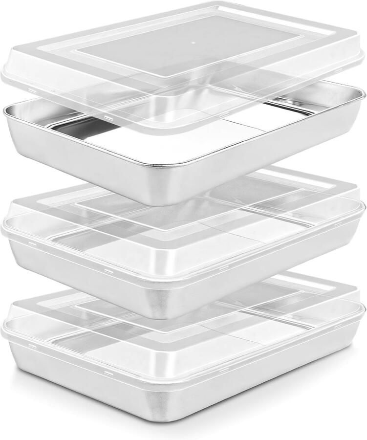 Bakplaat met Deksel Ovenschaal Taartschaal Bakken Serveren Bewaren Roestvrijstaal Vaatwasmachinebestendig 31x24x5 cm Zilver
