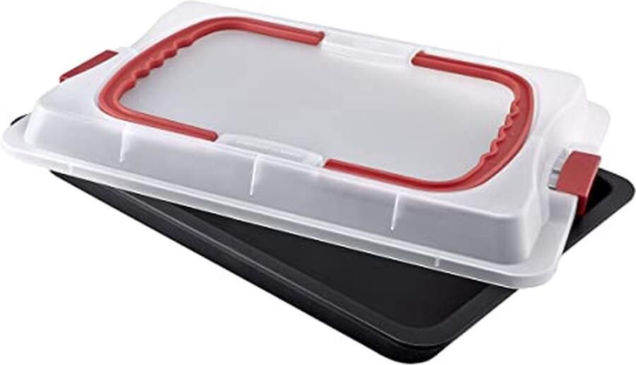 Bakplaat met Deksel Ovenschaal Taartvorm Bakken en Bewaren Antiaanbaklaag 42 x 29 cm Zilver