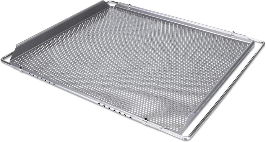 Bakplaat met gaten Geperforeerde bakplaat Koekjes bakken Verstelbare randbeugel 40 x 35 cm Zilver