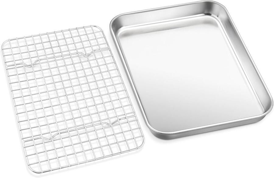 Bakplaat met koelrooster Duurzaam Roestvrij Staal 23 7 x 17 8 x 2 5 cm