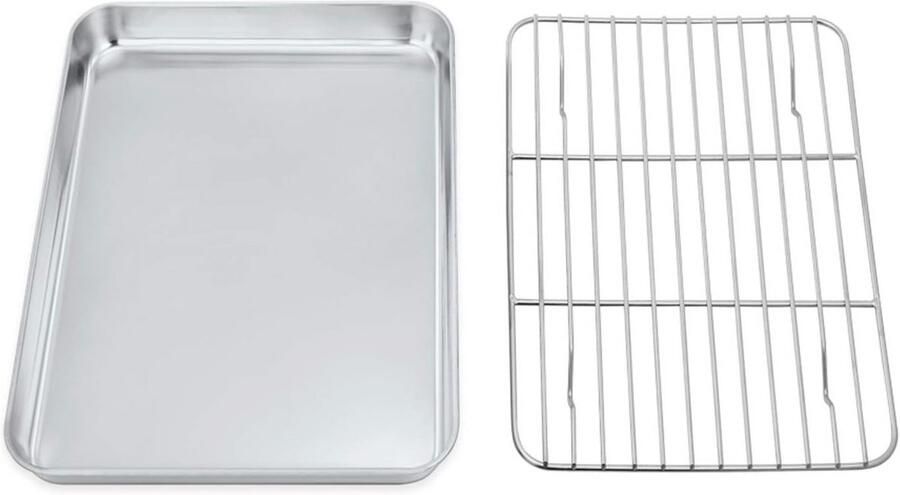 Bakplaat met Koelrooster Roestvrijstalen Mini-Ovenschaal voor Gezond Bakken