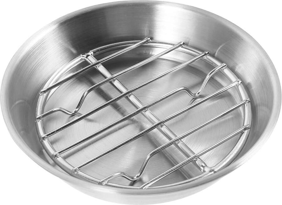 Bakplaat met rek Braadslede lekbak Oven koken Rond ontwerp 12.7 cm diameter Zilver