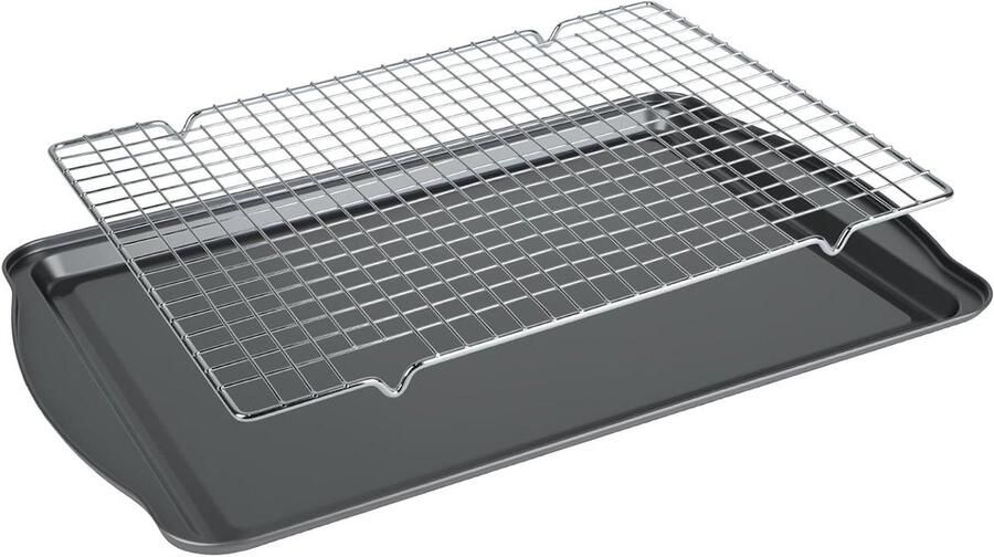 Bakplaat met rek Koekjesplaat braadslede Bakken en braden Coatingvrij glad oppervlak 43.5 x 30 cm Zilver