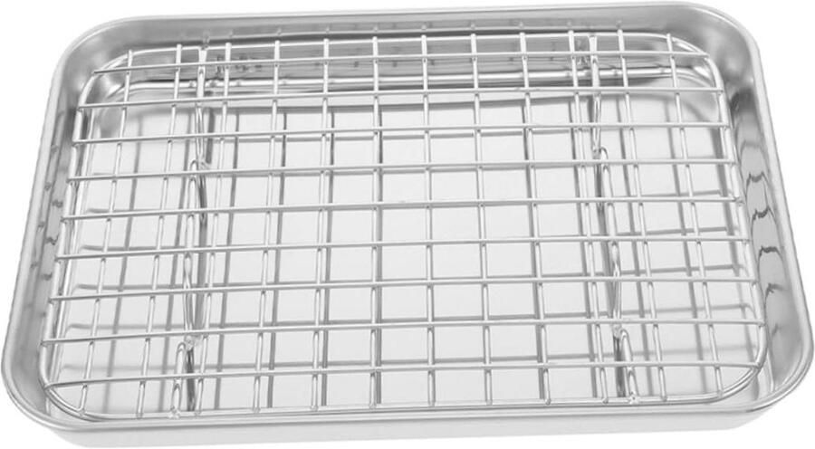Bakplaat met rek Oven bakvorm Taarten bakken Roestvrij staal 26.5 cm Zilver