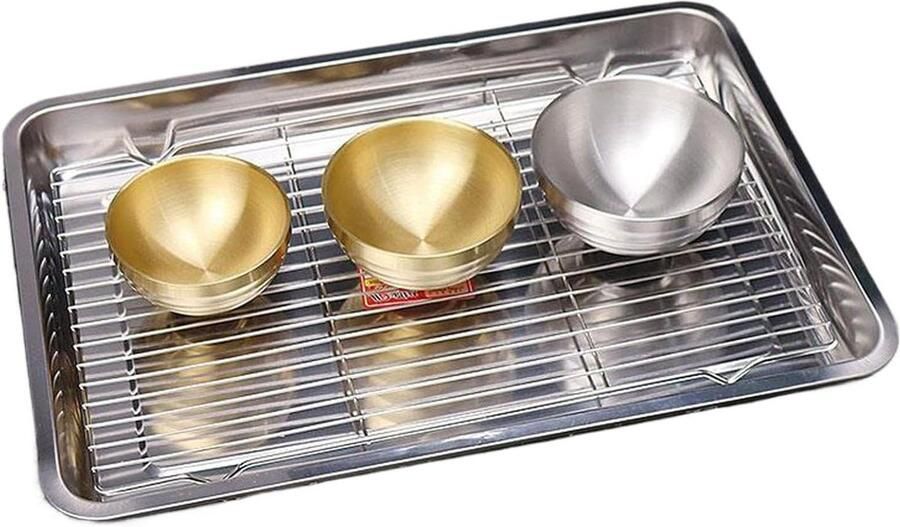 Bakplaat met Rooster Bakgerei Koekjesplaat Bakken en Grillen Gelijkmatige Warmteverdeling 40x30cm Zilver