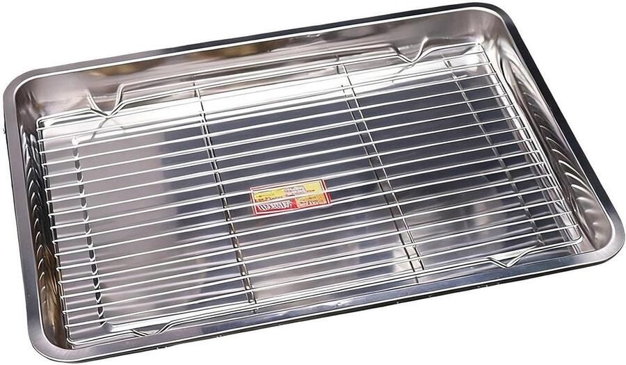 Bakplaat met rooster Bakplaat set Bakken en grillen Gelijkmatige warmteverdeling 27x20cm Zilver
