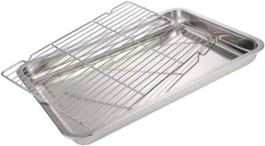 Bakplaat met rooster Bakvorm rooster Veelzijdig bakken Roestvrij staal 32 cm Zilver