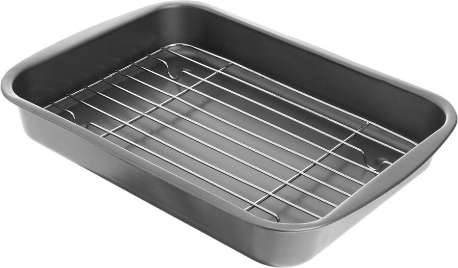 Bakplaat Met Rooster Braadslede Keuken Oven Gebruik Antiaanbaklaag 29 x 21.5 x 4.5 cm