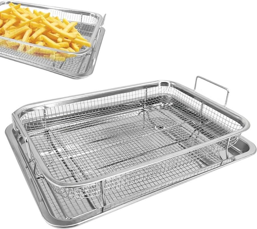 Bakplaat met rooster Grillmand bakvorm Bakken en grillen Roestvrij staal met handgrepen 245 x 325 cm