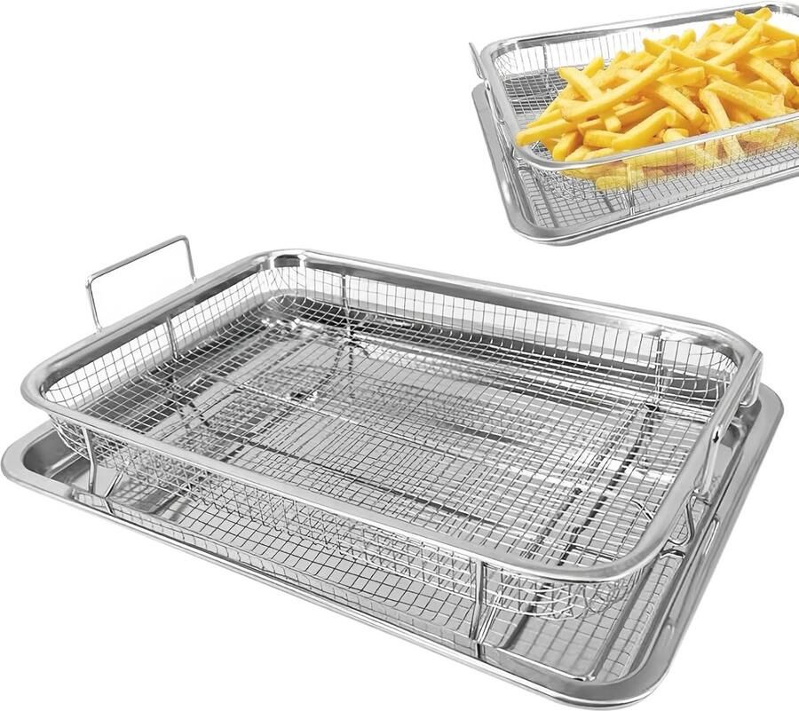 Bakplaat met rooster Grillmand set Koken en bakken Roestvrij staal 245 x 325 cm Zilver