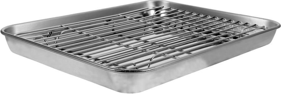 Bakplaat met rooster Oven rooster Oven bakken Roestvrij staal 26 x 20 cm Zilver