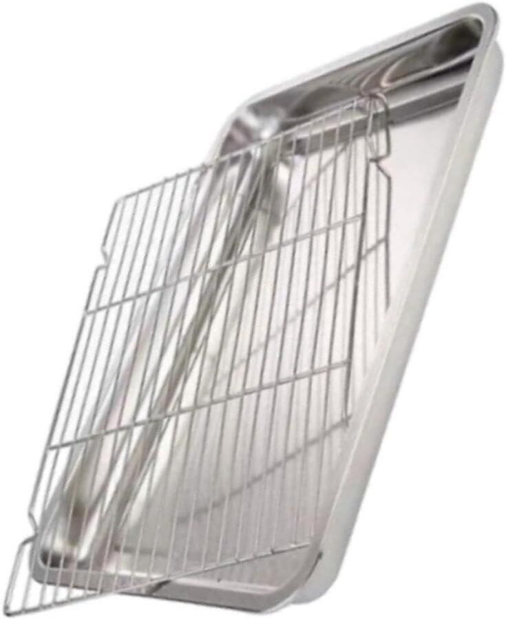 Bakplaat met rooster Oven schaal Efficiënt koken Roestvrij staal 40 x 30 cm Zilver