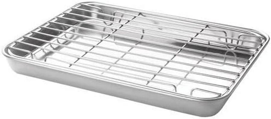 Bakplaat met rooster Oven schaal Koken en bakken Roestvrij staal 235 x 155 cm Zilver