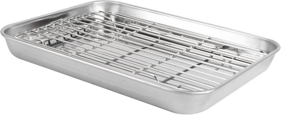 Bakplaat met rooster Ovenpan Bakken en koelen Roestvrij staal 23x17 cm Zilver