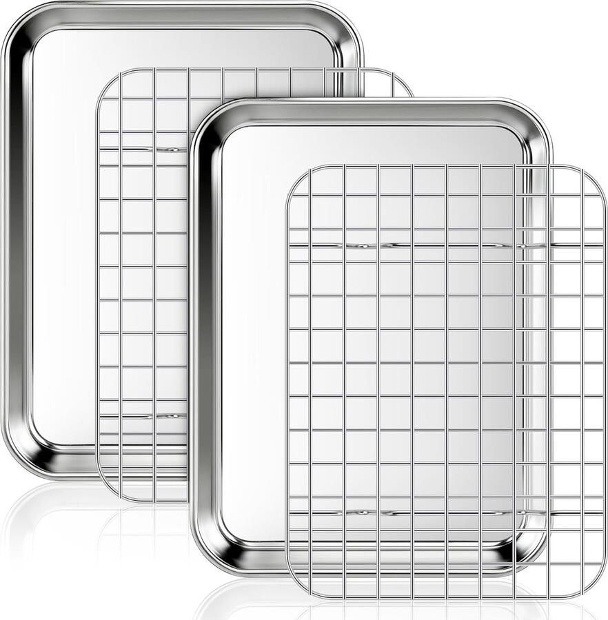 Bakplaat met rooster Ovenplaat grillrek Bakken en koelen Roestvrij staal set 235 x 175 cm