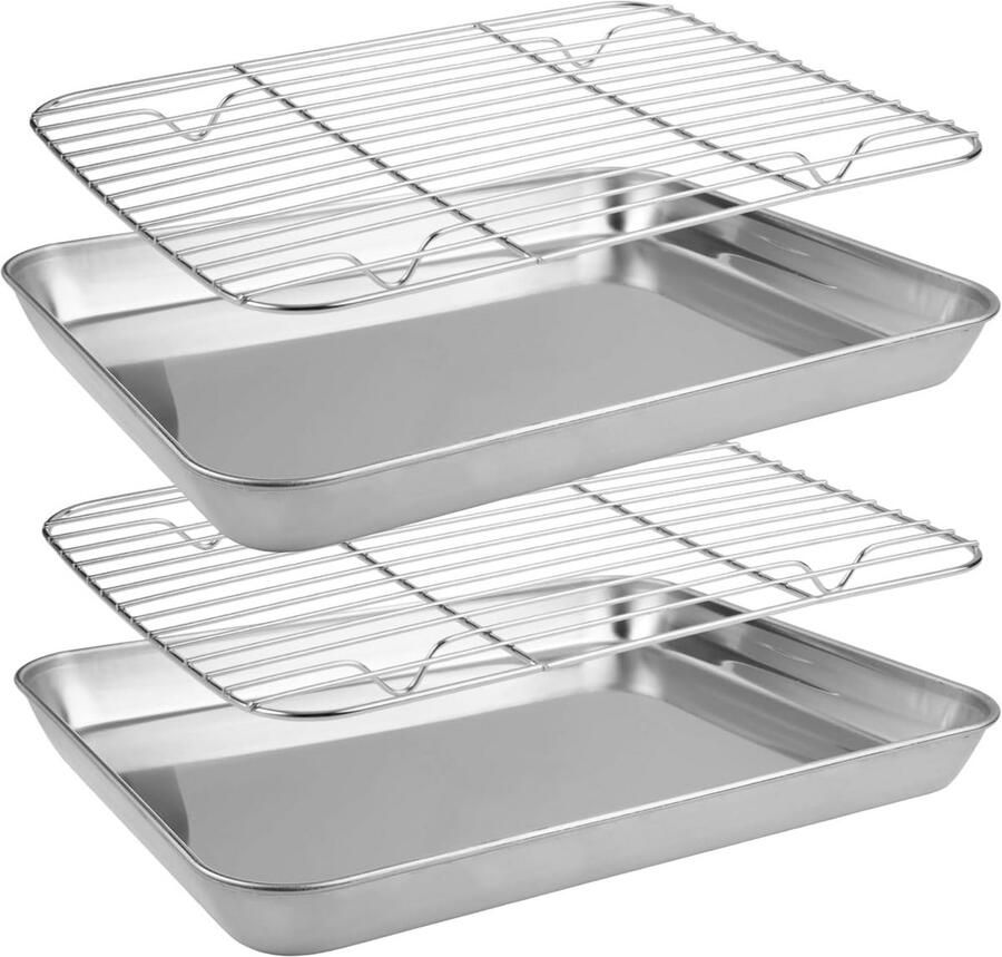 Bakplaat met rooster Ovenvorm bakplaat Bakken en braden Antiaanbaklaag 265 x 155 cm Zilver