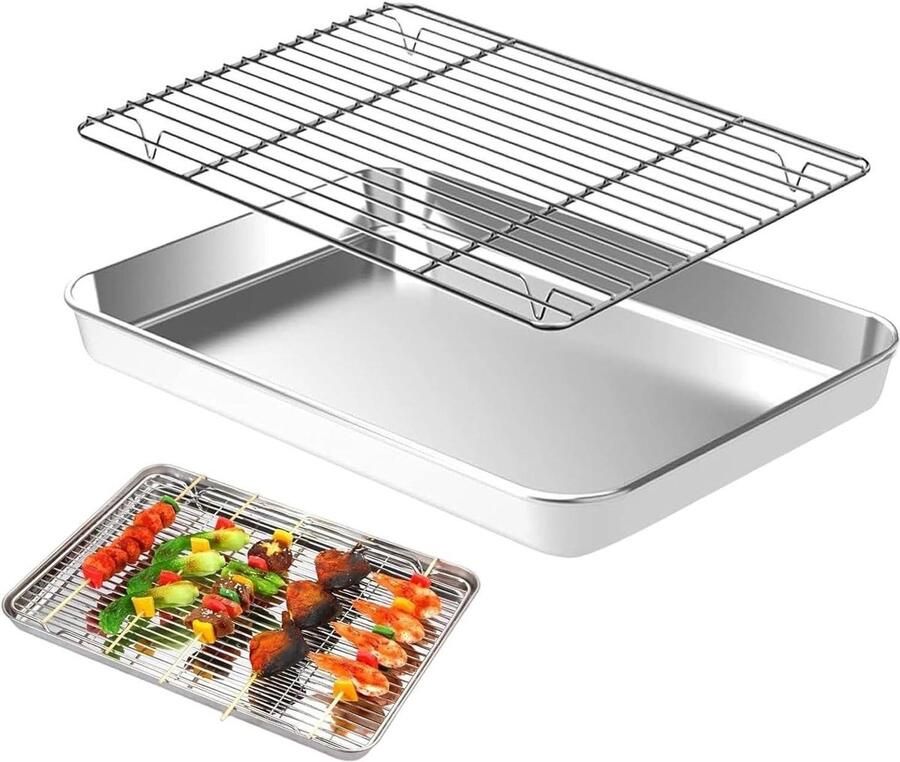 Bakplaat met rooster Ovenplaat Grillrek Gelijkmatig Bakken Roestvrij staal Maat M Veelkleurig