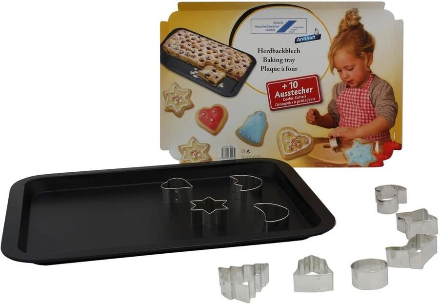 Bakplaat Non-stick bakvorm Koekjes bakken Inclusief vormpjes 42 x 29 cm Grijs