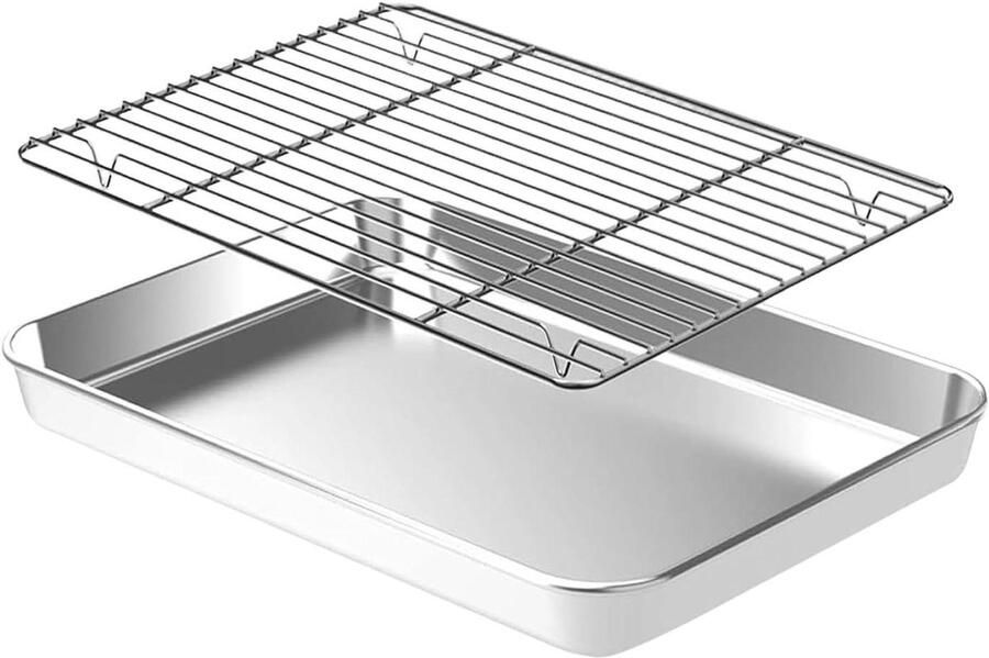 Bakplaat Ovenplaat Rooster Bakken Grillen Koelen Niet-stick Roestvrij Staal 31.5 cm Zilver