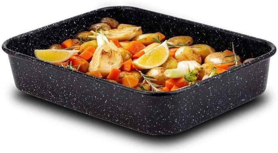Bakplaat Ovenschaal Taart Cake Bakken Krasbestendig Granite Coating 34x26x6.5 cm Zwart
