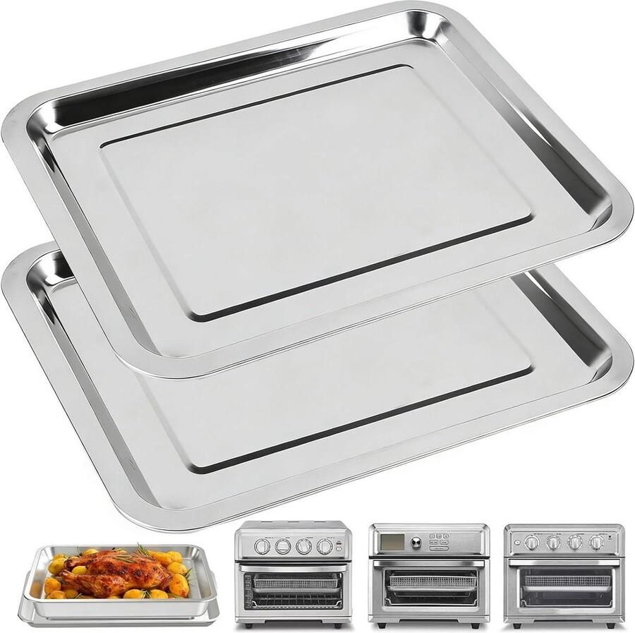 Bakplaat Pan Airfryer Accessoire Lucht Frituren Vaatwasserbestendig 2 Stuks Roestvrij staal