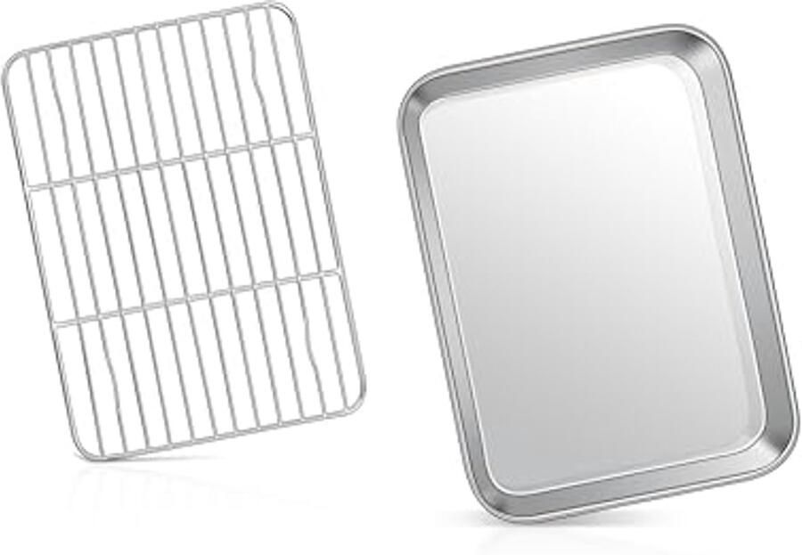 Bakplaat Pan met Rack Set Vaatwasmachinebestendig en Duurzaam RVS Bakgerei voor Gezonde Maaltijden