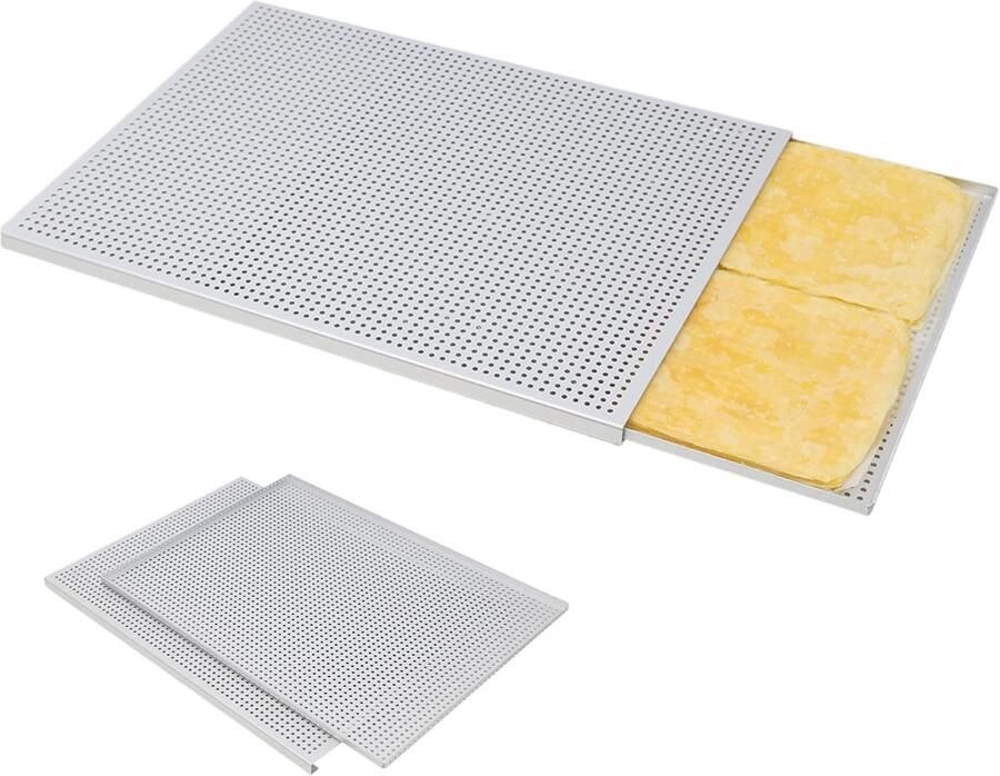 Bakplaat Perforatie bakplaat Bakken van gebak Dubbellaags ontwerp 40x30cm Zilver
