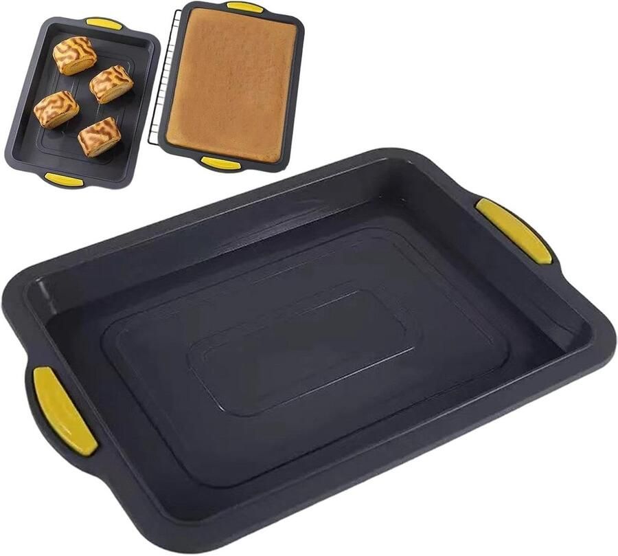 Bakplaat Rechthoekig Keukengerei Antiaanbak Bakken en Braden Flexibel Siliconen Materiaal 36 x 26 cm Grijs