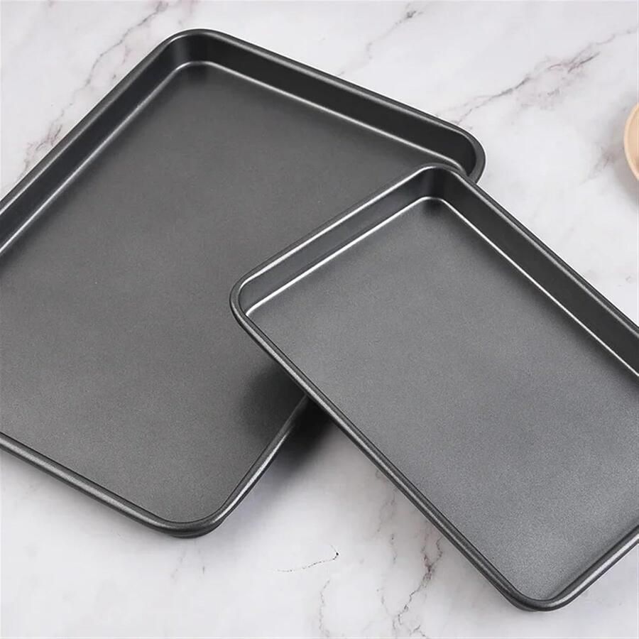 Bakplaat Rechthoekig Ovenplaat Griddle Zelf Bakken Antiaanbaklaag Carbon Staal 37x25.5x1.5 cm Zwart