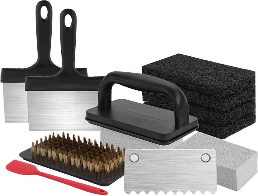 Bakplaat Reinigingsset Grill Schoonmaak Accessoires Barbecue Onderhoud Hittebestendige Schraper 1.38 kg Zwart